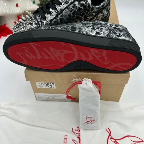 Men’s Christian Louboutin Louis Junior, black storm print leather size 43 - Picture 6 of 12